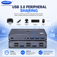 Convertisseur audio DP Hardrock 8K avec hub USB 3.0, sélecteur vidéo double commande en acier inoxydable, Plug & Play, partage multi-appareils