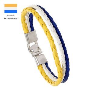 Pulsera de Cuero Trenzado con Colores de Bandera Personalizados, Unisex, Patriótica, para Fanáticos del Deporte, España, con Cierre - Product Image 6