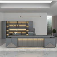 Bureau de bureau en bois au design minimaliste, avec accès électrique intégré et grand espace de rangement pour les bureaux d'entreprise