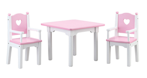 Ensemble de chaise et de table pour maison de poupée, meubles en bois pour poupée américaine, couleur rose - Product Image 2