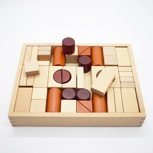 Hoye artesanato 46 pçs, blocos de construção de madeira, conjunto de brinquedos educativos para reconhecimento de formas