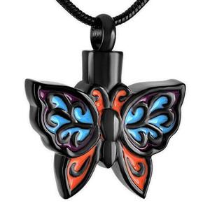 schmetterling Kremationsurne Denkmal asche Andenken-Anhänger Schmetterlingskette Edelstahl bunte Haustier-Asche Schmuck menschlicher Halter - Product Image 4