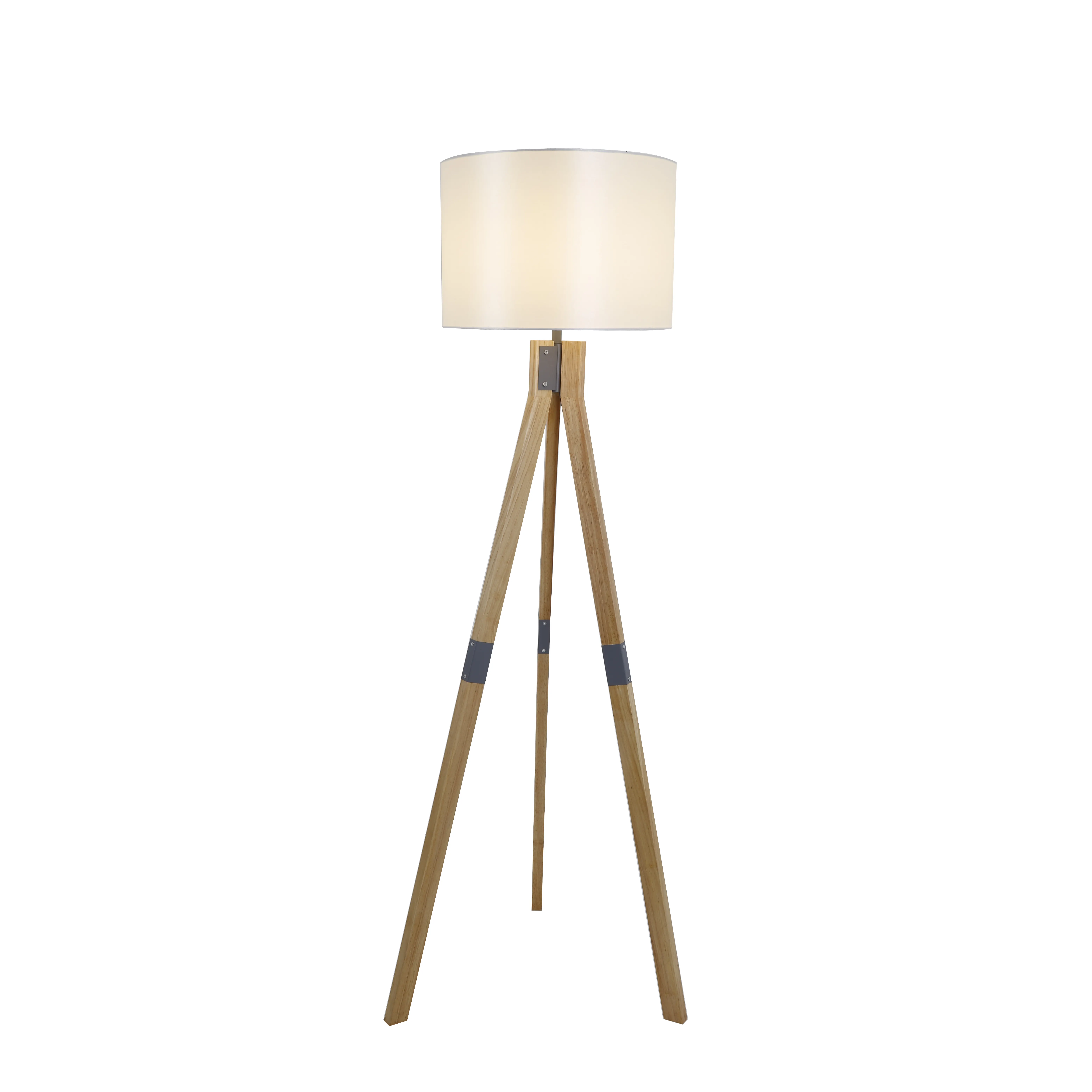 Solid Wooden Tripod Design Studio Corner Lamp Minimalist Fabric Shade Stand Light Lampara De Pie Modern Living Room Floor Light