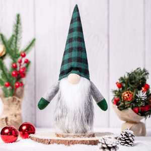 Nordic Handmade Felt <b>Gnome</b> Christmas Decor Faceless Forest Elder Santa Claus Plush Figurines Checkered Scarf | Scandinavian - Product Image 3