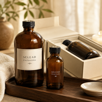 Emballage cadeau de luxe pour spa, flacons d'huile de massage en verre ambré vides avec bouchons à vis, logo personnalisé et boîtes rigides