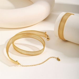 18k Luxury Mesh <b>Belt</b> <b>Chain</b> Necklace and Bracelet Charm Fashion Jewelry Sets for Women - Product Image 2