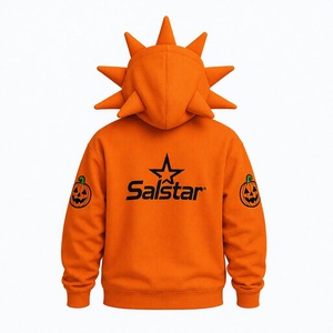 Premium Black Spiked Orange Hoodie <b>Jacket</b> <b>Gothic</b> Punk Zip Up Hoodie Custom 3D Spike Hood Sweatshirt for Men & Women - Product Image 2
