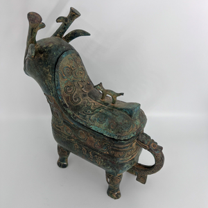 Gong en forma de rinoceronte de Fénix, recipiente antiguo para vino, diseño imaginativo de la <span class=keywords><strong>Dinastía</strong></span> Zhou Occidental, artesanía metálica popular de la <span class=keywords><strong>Dinastía</strong></span> Shang - Product Image 5