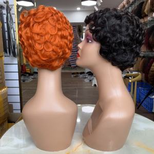 Perruque en cheveux humains bon marché fabriquée à la machine, sans dentelle, en gros, cinq couleurs différentes, perruque bouclée - Product Image 2