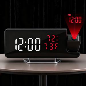 Reloj <span class=keywords><strong>Despertador</strong></span> LED de Diseño Moderno para Niños, Proyecciones, Movimiento Electrónico, Superficie Digital, Calendario, Espejo, Temperatura para Dormitorio - Product Image 1