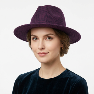 Sombrero de Lana Suave a Cuadros para Mujer, Moda Otoño Invierno, Nuevo Sombrero Clásico Estilo Jazz para Actividades al Aire Libre - Product Image 1