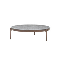 Ensemble de table centrale en marbre pour salon Table basse de luxe ronde en acier inoxydable doré moderne du milieu du siècle en laiton