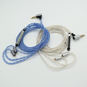 Four Strand Silver Plated Audio <b>Cable</b> With <b>Microphone</b> 0.78mm Mmcx Connector 3.5mm Jack For Headphones - Product Image 2