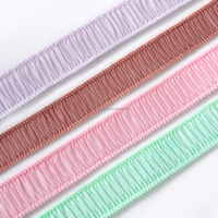 Bande élastique fantaisie en dentelle plissée à volants et à fronces, bordure picot, extensible, couleur unie, pour lingerie, couture et vêtements DIY