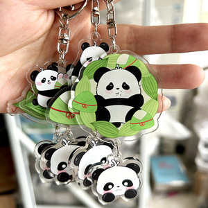 Llavero de Plástico con Diseño de Panda de Dibujos Animados Personalizado, Impresión UV, Estilo Anime, Regalo Pequeño para Estudiantes, Accesorios Lindos - Product Image 1