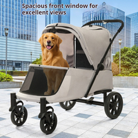 Chariot pliable 4 roues en acier carbone et tissu Oxford imperméable pour animaux de compagnie, facile à transporter, idéal pour chiens et chats en extérieur – Vente chaude transfrontalière