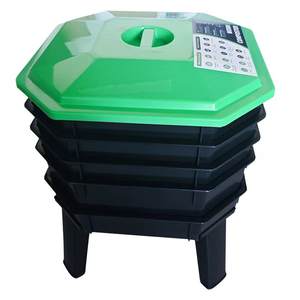 <span class=keywords><strong>Composteur</strong></span> <span class=keywords><strong>de</strong></span> jardin et ferme à vers en plastique PP noir robuste et <span class=keywords><strong>de</strong></span> grande capacité, système <span class=keywords><strong>de</strong></span> recyclage des déchets multi-couches pour l'extérieur - Product Image 1