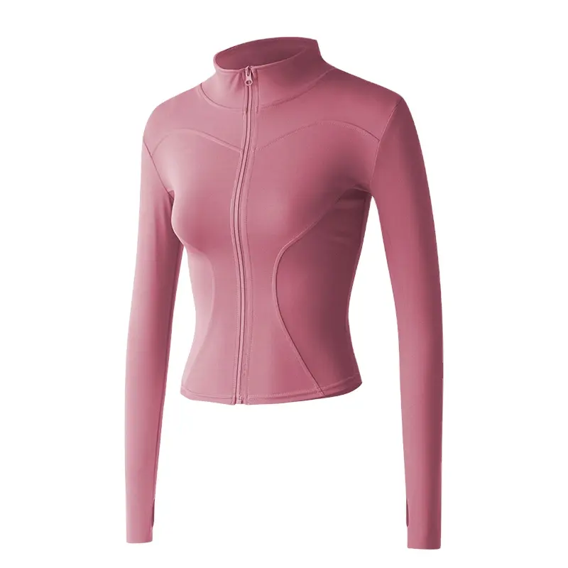 MAQVOB-chaqueta deportiva para mujer, ropa de fitness con cuello levantado, informal, de secado rápido, top de yoga ajustado, 2022