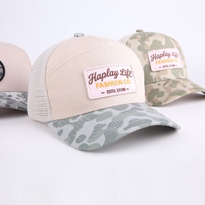 <span class=keywords><strong>Casquette</strong></span> de baseball trucker personnalisée à 5 panneaux, profil haut, en coton, avec dos en maille, motif camouflage, impression par sublimation, visière pré-courbée - Product Image 4
