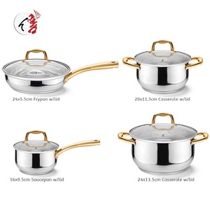 Bán buôn cảm ứng giá rẻ thép không gỉ nấu ăn chậu đặt chậu và chảo Set Non-Stick <span class=keywords><strong>Cookware</strong></span> sets - Product Image 2
