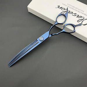 Ciseaux courbés en forme d'arête de poisson bleus 440C, 7 pouces, en acier inoxydable, pour la toilettage des animaux, coupe de poils de chien - Product Image 4