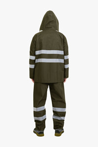 Talla XL Poliéster ecológico Amarillo Ligero Reflectante Impermeable Traje de lluvia Chaqueta Pantalones Ropa de seguridad industrial de alta resistencia - Product Image 3