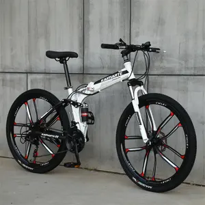 新款高碳钢双悬挂自行车自行车Sepeda Gunung可折叠折叠山地车