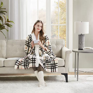 Kingworth personnalisé portable en peluche jeter Wrap <span class=keywords><strong>manches</strong></span> femmes surdimensionné moelleux doux Sherpa flanelle hiver voyage <span class=keywords><strong>couverture</strong></span> & throws - Product Image 4