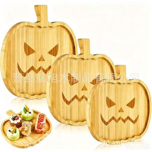 Bandejas de madera Hangxu para Halloween con forma de calabaza, platos para servir comida en fiestas, bandeja decorativa para frutas y frutos secos - Product Image 2