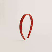 Bandeau pour cheveux rouge pomme avec une touche féminine unique. Barrettes à cheveux en feuille d'acétate faites à la main pour une coiffure légère et fraîche.