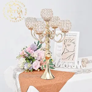 Castiçais, lanternas e potes de velas em acrílico Love prata, candelabros centrais para mesa de casamento usados