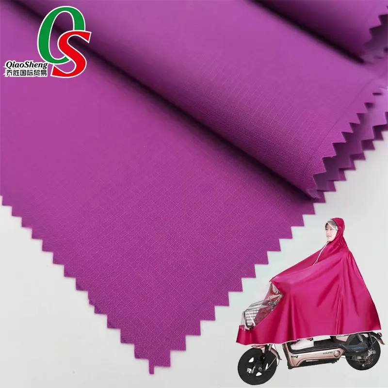 Chinese Manufacturer High quality soft 40D nylon Rib-stop waterproof taffeta fabric with PVC coated for garment raincoat