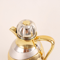 Carafe à café thermique moderne au design arabe, 1 litre, finition métallique bicolore, conservation de la chaleur