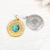 Haute qualité 18K plaqué or en acier inoxydable hypoallergénique naturel ormeau coquille pierre précieuse pendentif bricolage collier pour femme
