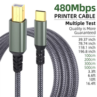 Cable USB C a B para Impresora, Cable USB B a C Trenzado de Nailon de Alta Velocidad, Compatible con Impresora/Escáner/Fax/Teclado MIDI