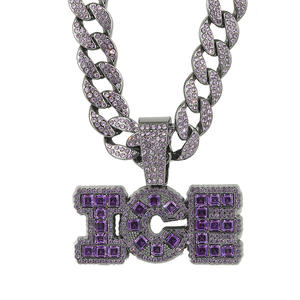 Cadena de eslabones cubanos de Miami con diamantes de hip hop con collar con colgante de diamantes de imitación BLESS - Product Image 3