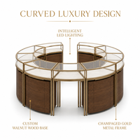 Vitrine à bijoux en verre durable, écologique et personnalisée de luxe avec éclairage LED pour magasin de détail et centre commercial haut de gamme