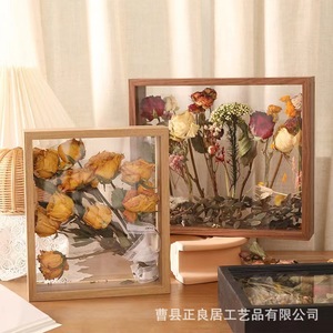 Dried Flower Photo <b>Frame</b> Wooden Rectangular Double Side Tabletop Display Box Preserved Rose Handmade Home Decor - Product Image 5