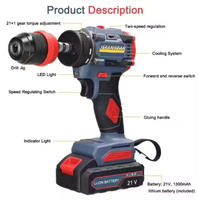 Taladro Inalámbrico de 2.0Ah con Motor de Escobillas de Iones de Litio, Taladro de Núcleo de Velocidad Variable, Grado Industrial, OEM Personalizable, 21V, Mandril de 1/4'', 220Nm Máx.