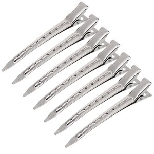 Pinzas de Pelo Multifuncionales de Metal Tipo Pico de Pato y Cocodrilo, Plateadas, para Uso Diario y Seccionado, Ideales para Salones de Belleza - Product Image 1