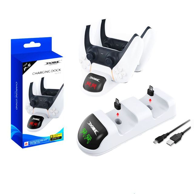 For PS5 Wireless Controller Locomotive Dual Charger P5 Gamepad Charger with Adapter LED Light