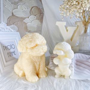 D8084 Handgemachte Süße Pudel Stehende Teddyhund Aromatherapie für Innenbereich Dekoration Gips Kerzenform Silikon 3D-Form - Product Image 4
