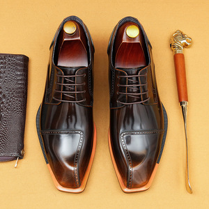 <b>Men</b> Handmade Genuine Leather <b>Boots</b> <b>Brogue</b> Wingtip Ankle Brown Leather Formal Dress Casual Shoes - Product Image 3
