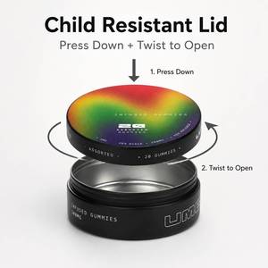 Premium Wholesale Custom Logo Round <b>Metal</b> Tin <b>Box</b> Edible Packaging Child Resistant Lid CR Candy Gummy Tin Can - Product Image 3