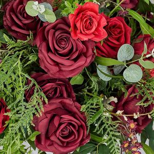 Boule de fleurs artificielle de luxe verte et rose, centre de table floral pour mariage, décoration de table de Noël, thème <span class=keywords><strong>des</strong></span> fêtes - Product Image 6