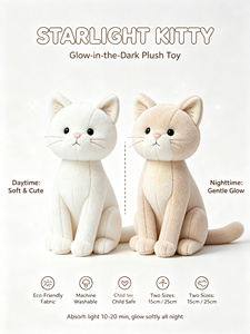 Muñeco de Peluche de Gatito con Brillo Suave y Baja Luminosidad, Compañero de Cama para Niños que se Asustan de la Oscuridad por la Noche - Product Image 4