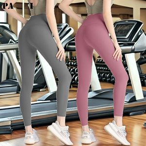 PASUXI Wholesale Ladies High Waist Solid Breathable Spandex/Polyester <b>Pull</b>-in Running Pants Butt Lifting Workout Yoga Pants Wear - Product Image 2
