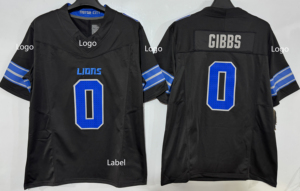 2025 כדורגל אמריקאי, חולצות אריות #0 gibbs כדורגל ג 'רזי לילדים נוער נשים וגברים - Product Image 3