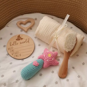 Juguete <span class=keywords><strong>de</strong></span> ganchillo suave, 5 uds., juego <span class=keywords><strong>de</strong></span> regalo para Baby Shower recién nacido, sonajero <span class=keywords><strong>de</strong></span> mano, mordedor, sonajero <span class=keywords><strong>de</strong></span> madera, juego <span class=keywords><strong>de</strong></span> regalo para bebé - Product Image 3