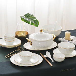 Linea oro bianco <span class=keywords><strong>Bone</strong></span> <span class=keywords><strong>china</strong></span> stoviglie in rilievo matrimonio caricabatterie in ceramica piatto piatto piatto ciotola tazza tazza di caffè liberamente abbinato - Product Image 4